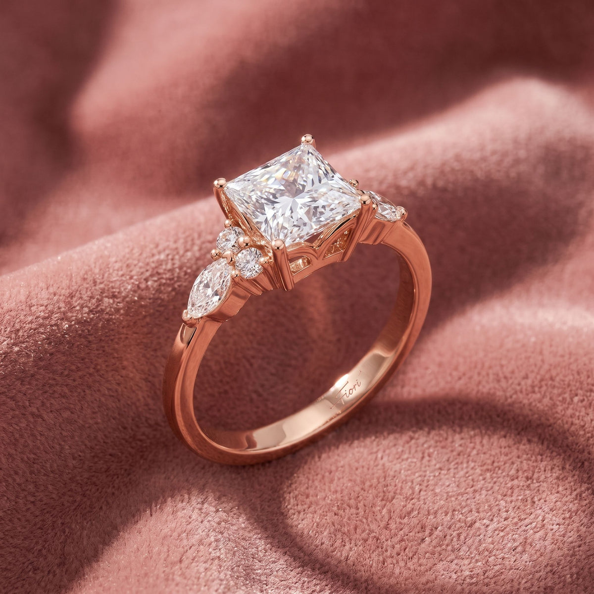 18K Bespoke Princess Diamond Ring — AI cloth, in-house