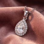 18K Halo Diamond Pendant — AI cloth, in-house