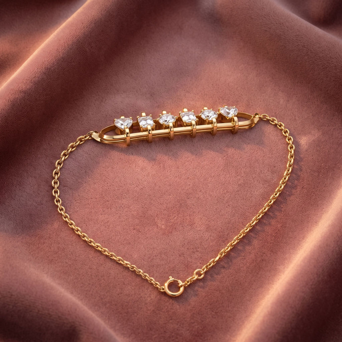18K Diamond Bar Bracelet — AI cloth, in-house
