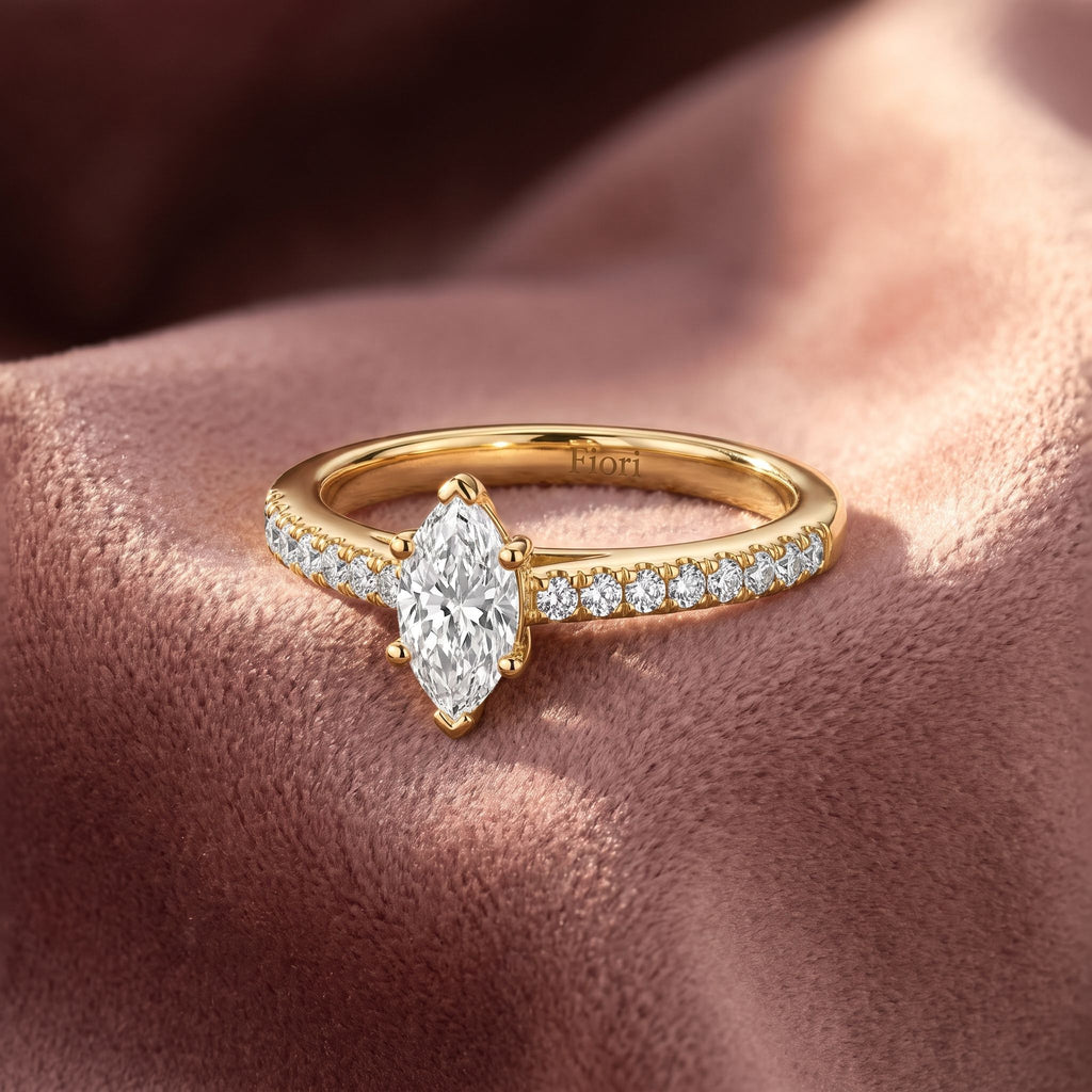 18K Marquise Diamond Solitaire Engagement Ring — AI cloth, in-house
