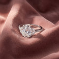 18K Trilogy Oval Half Moon Diamond Ring — AI cloth, in-house