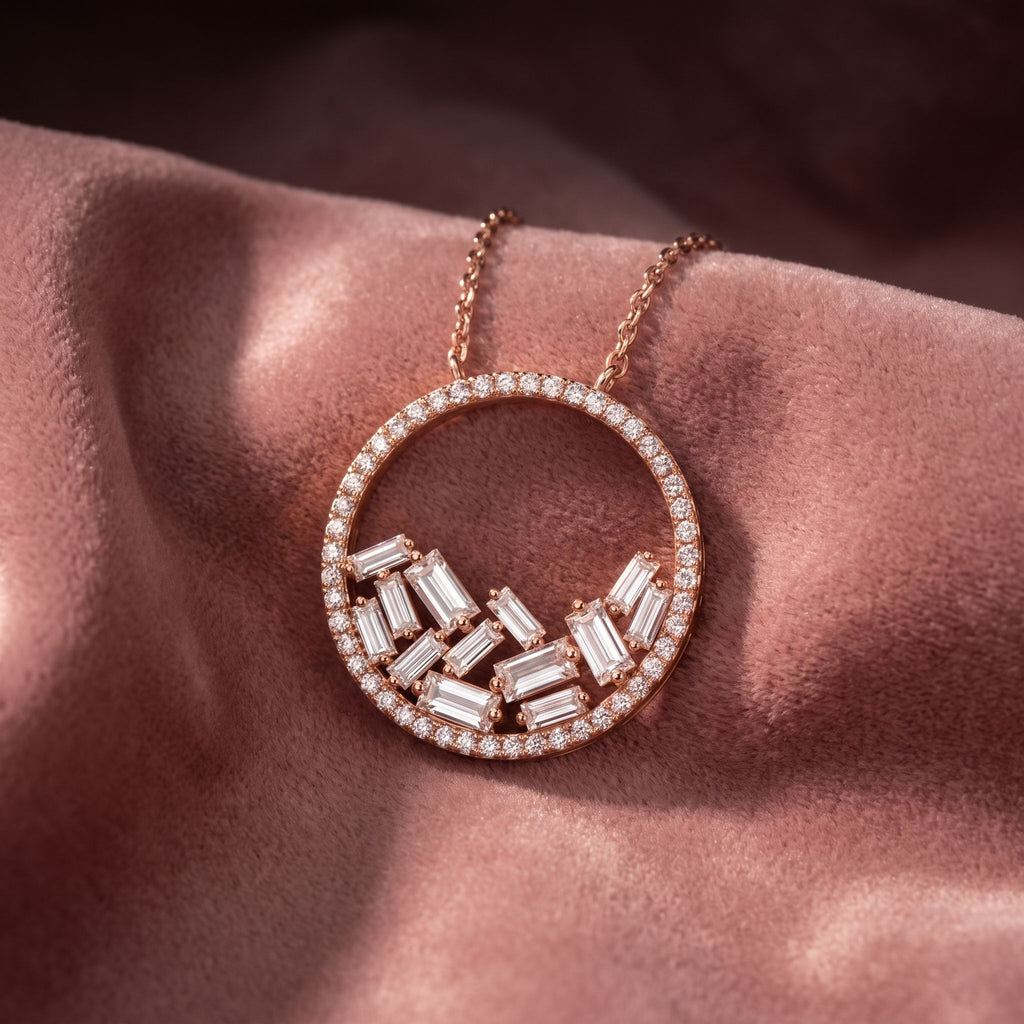 18K Bespoke Baguette Diamond Pendant — AI cloth, in-house