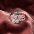 18K Trilogy Radiant Diamond Ring — AI cloth, in-house