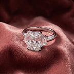 18K Trilogy Radiant Diamond Ring — AI cloth, in-house