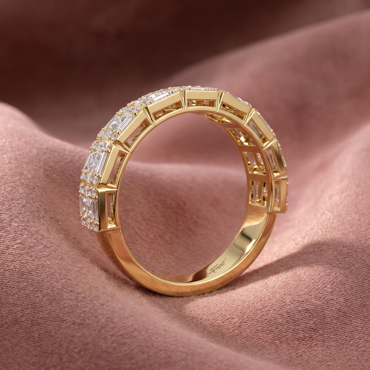 18K Eternity Baguette Diamond Ring — AI cloth, in-house