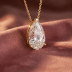 18K Solitaire Pear Diamond Pendant — AI cloth, in-house