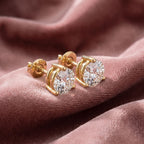 18K Solitaire Round Brilliant Diamond Earrings — AI cloth, in-house