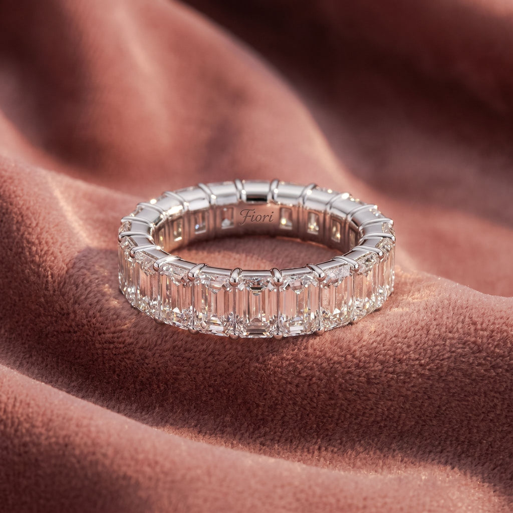 14K Eternity Emerald Diamond Ring — AI cloth, in-house