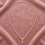 18K Pear Diamond Tennis Necklace — AI cloth, in-house