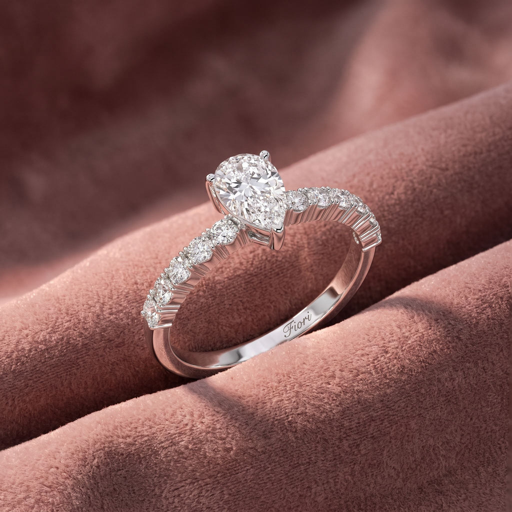 18K Bespoke Pear Diamond Ring — AI cloth, in-house