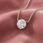 18K Solitaire Round Diamond Pendant — AI cloth, in-house
