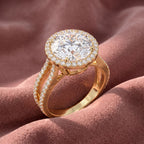 18K Halo Round Diamond Engagement Ring — AI cloth, in-house