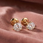 18K Round Solitaire Diamond Earrings — AI cloth, in-house