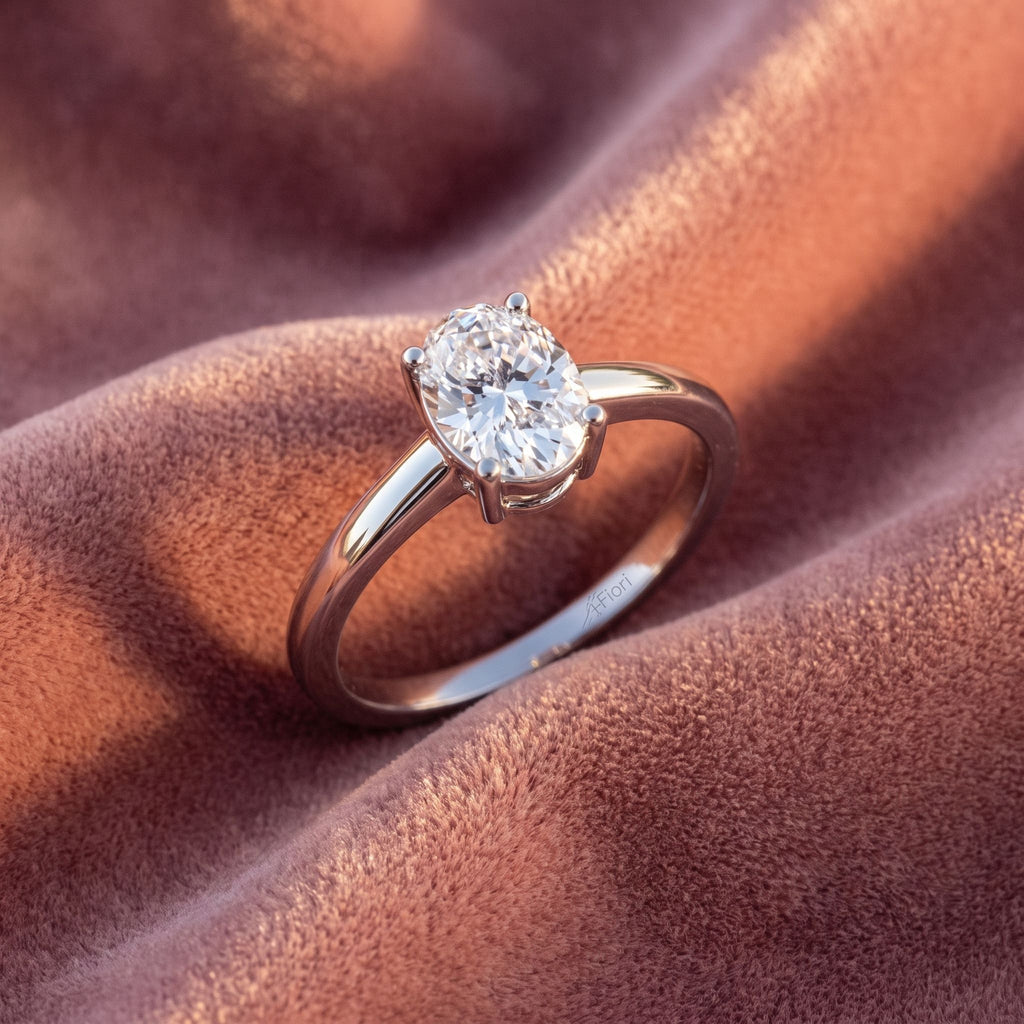 14K Solitaire Oval Diamond Ring — AI cloth, in-house