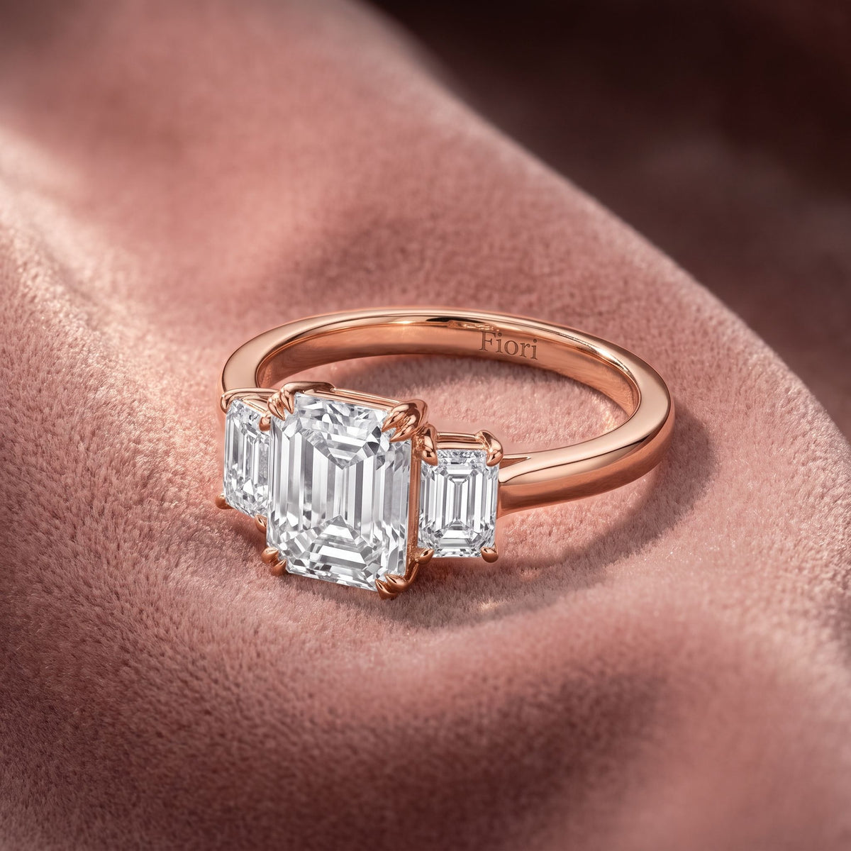 18K Trilogy Diamond Engagement Ring — AI cloth, in-house