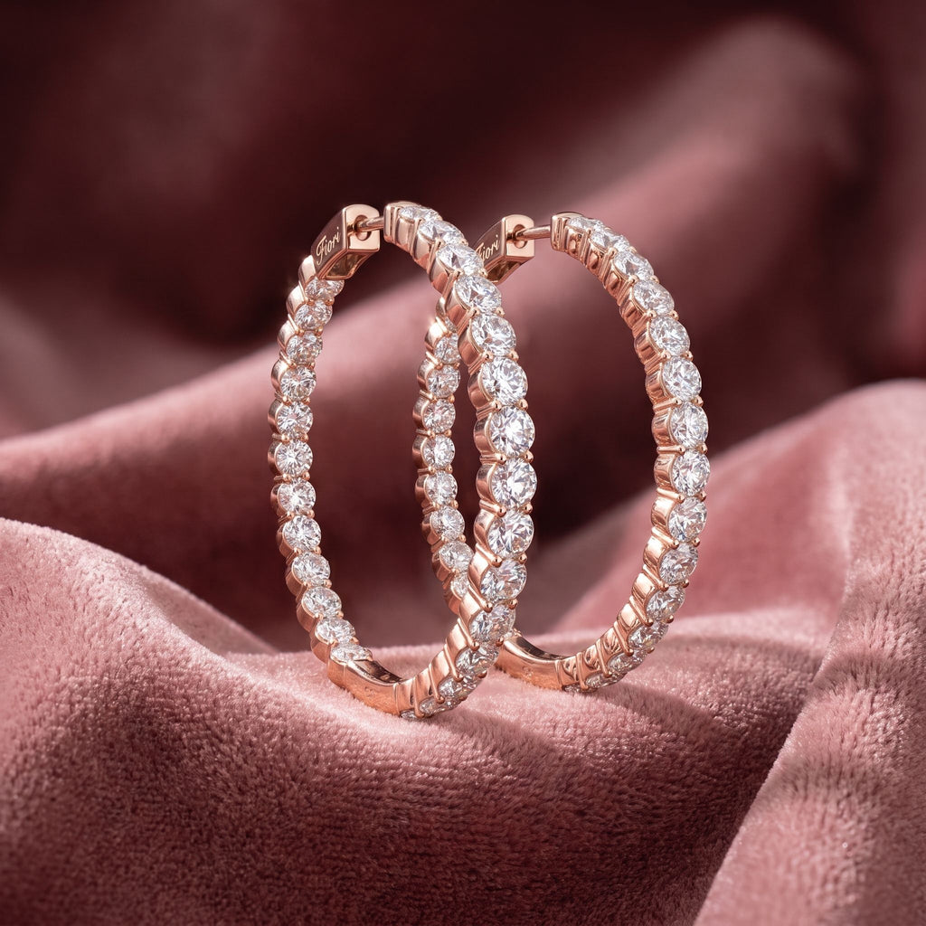 18K Diamond Hoop Earrings — AI cloth, in-house