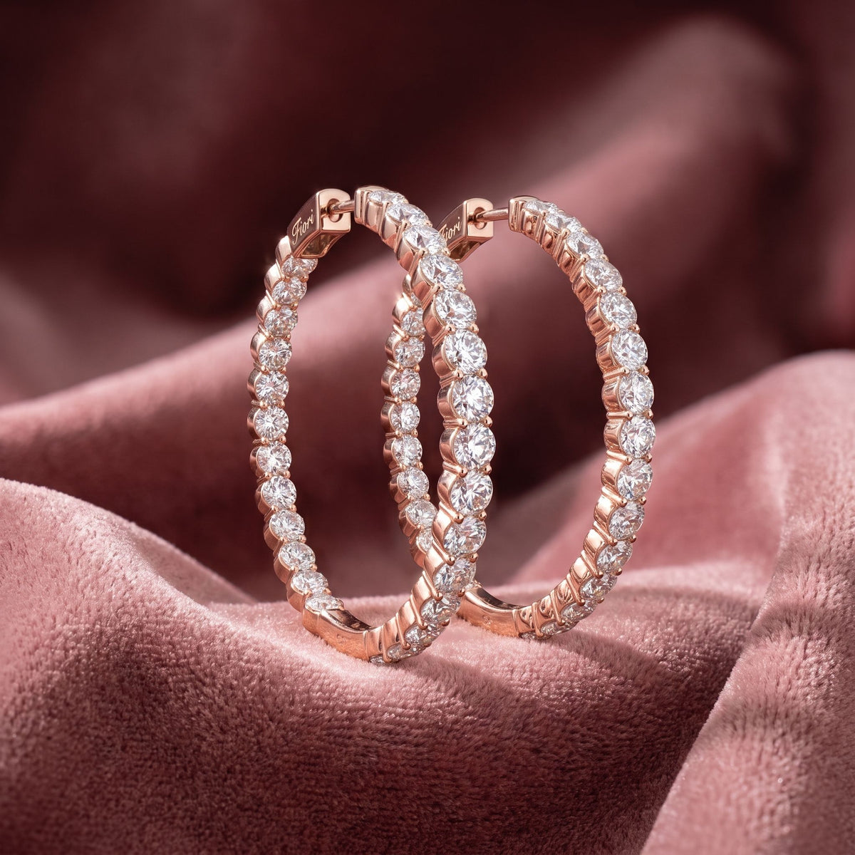 18K Diamond Hoop Earrings — AI cloth, in-house
