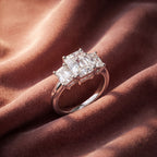 18K Trilogy Emerald Diamond Engagement Ring — AI cloth, in-house