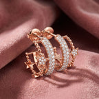 18K Crescent Moon and Stars Diamond Earrings — AI cloth, in-house