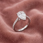 18K Solitaire Pear Diamond Engagement Ring — AI cloth, in-house
