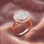 18K Bespoke Round Diamond Halo Ring — AI cloth, in-house