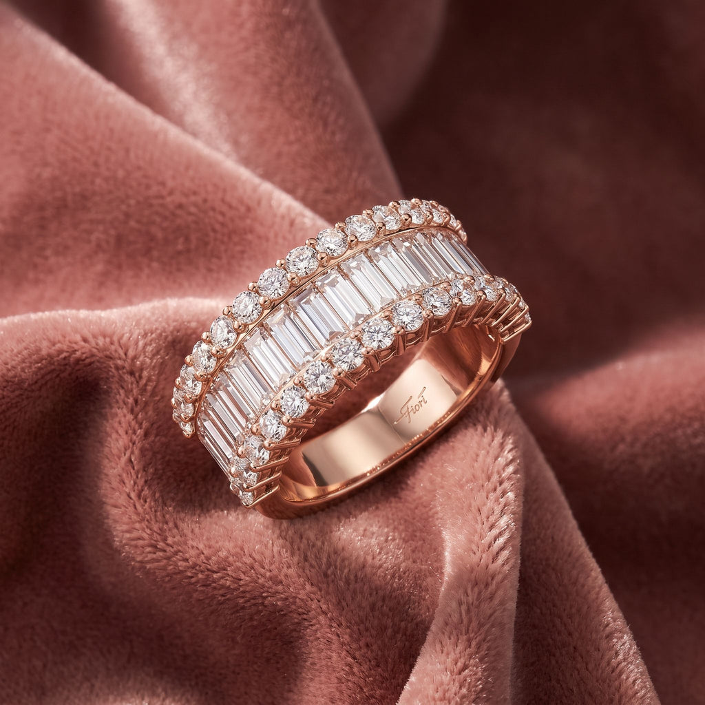 18K Eternity Baguette Diamond Ring — AI cloth, in-house