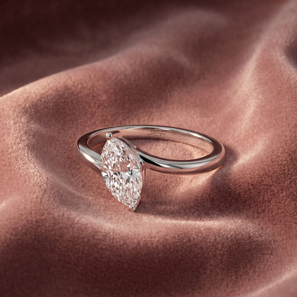 14K Solitaire Marquise Diamond Ring — AI cloth, in-house