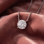 18K Solitaire Round Diamond Pendant — AI cloth, in-house