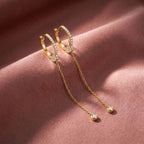 18K Hoop Drop Diamond Earrings — AI cloth, in-house