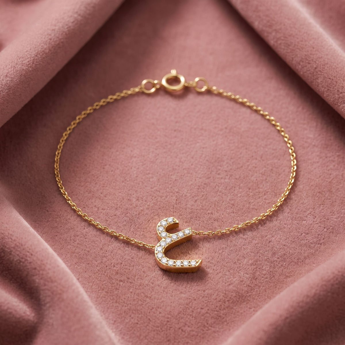 18K Arabic Alphabet Diamond Bracelet — AI cloth, in-house
