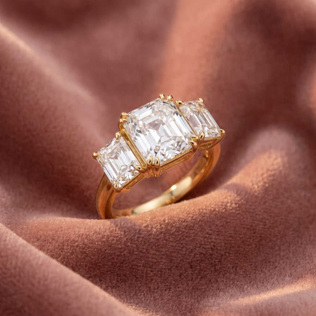18K Trilogy Diamond Engagement Ring — AI cloth, in-house