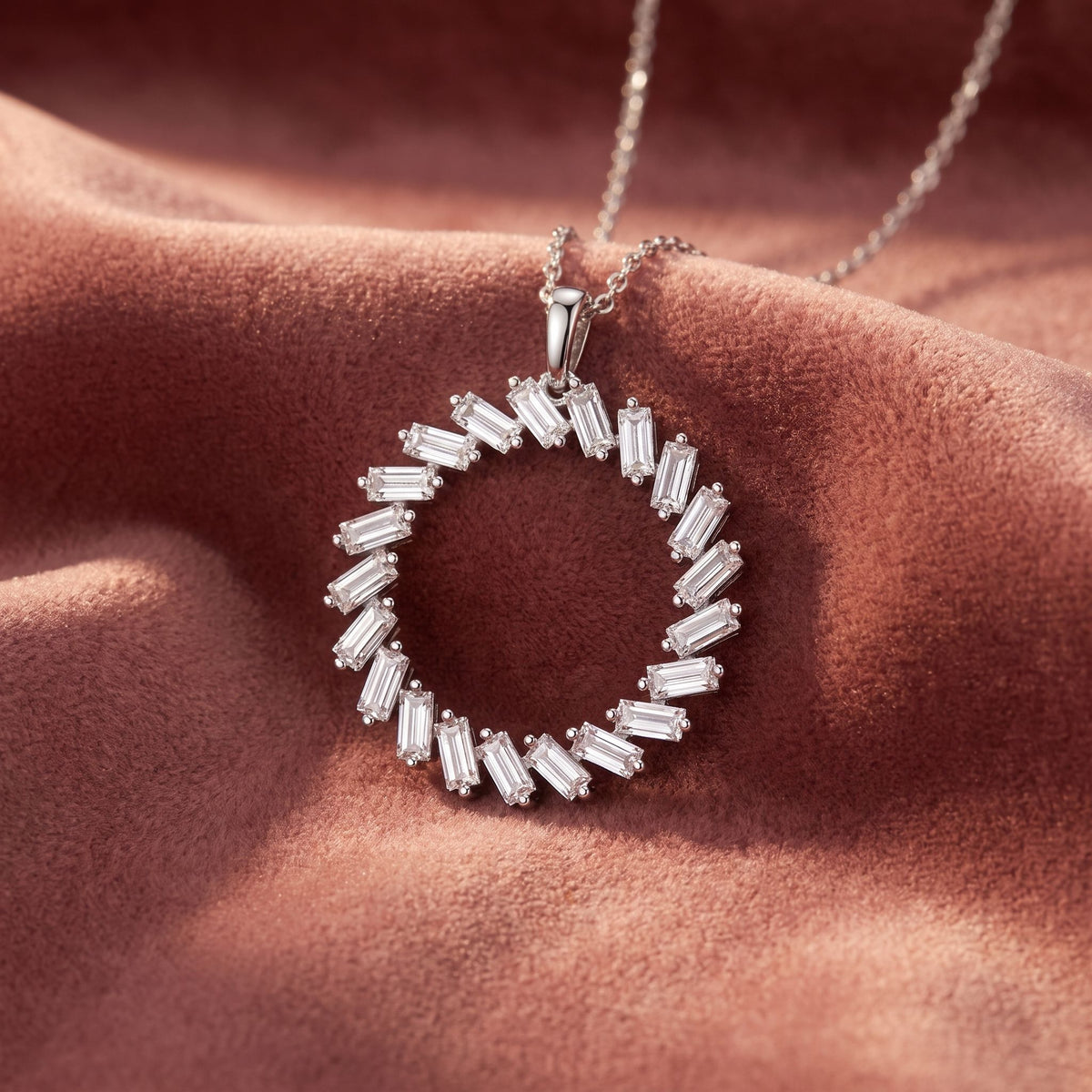 18K Bespoke Baguette Diamond Pendant — AI cloth, in-house