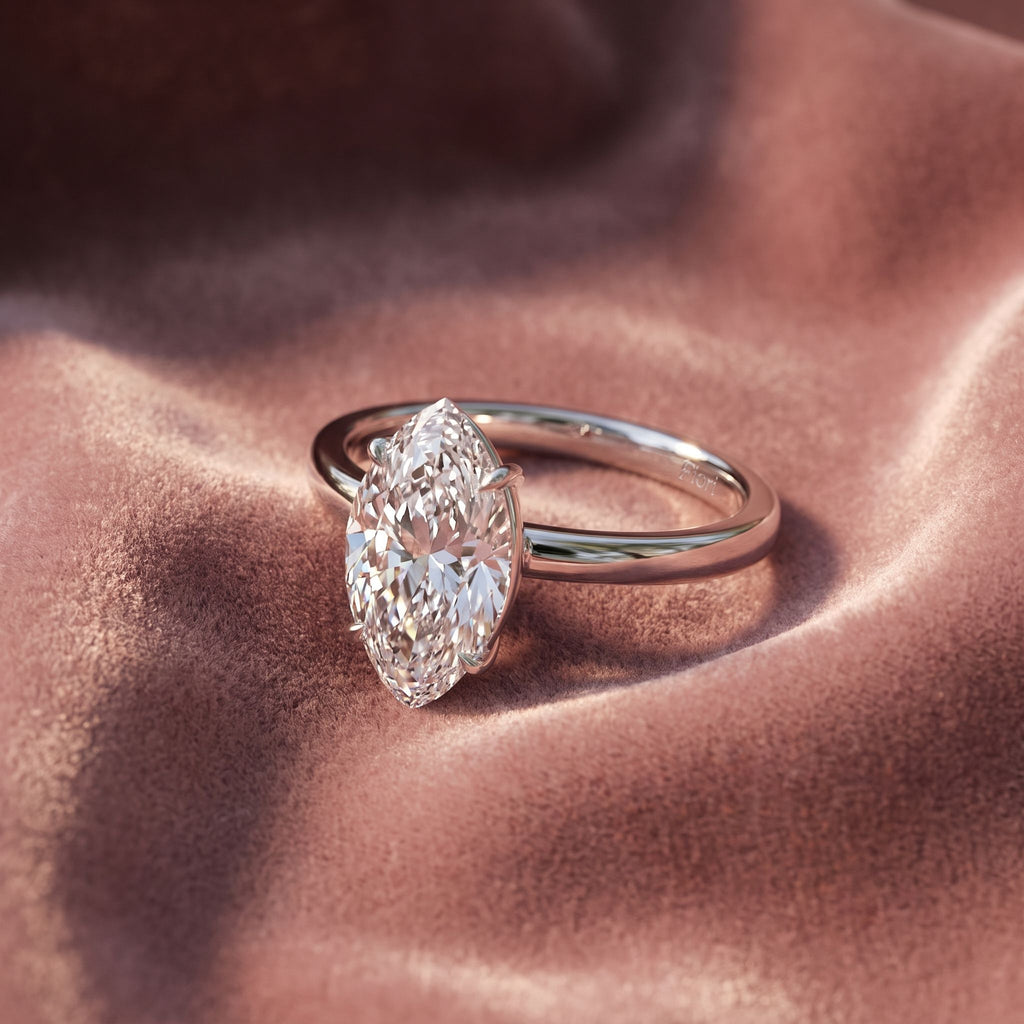 18K Solitaire Marquise Diamond Ring — AI cloth, in-house