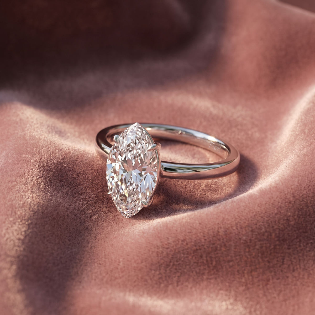 18K Solitaire Marquise Diamond Ring — AI cloth, in-house