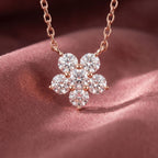 18K Floral Flower Round Diamond Pendant — AI cloth, in-house