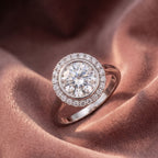 18K Halo Round Diamond Ring — AI cloth, in-house