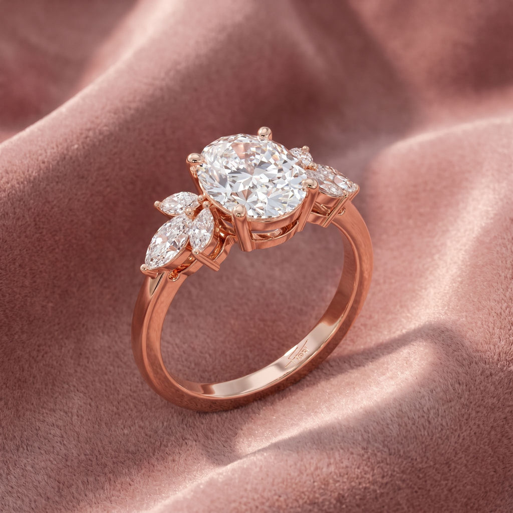 18K Bespoke Oval Marquise Diamond Ring — AI cloth, in-house