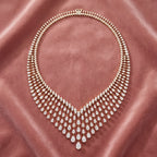 18K Teardrop Halo Diamond Necklace — AI cloth, in-house