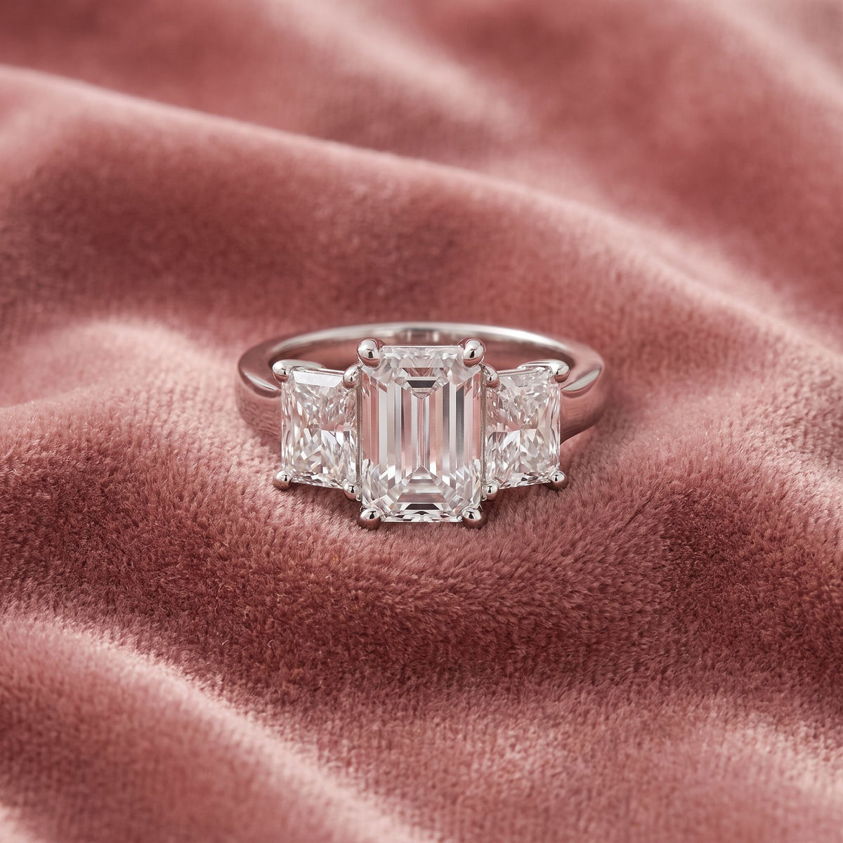 18K Trilogy Diamond Engagement Ring — AI cloth, in-house