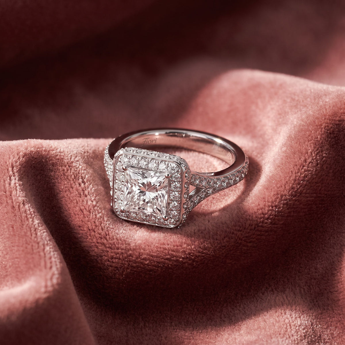 18K Halo Diamond Ring — AI cloth, in-house