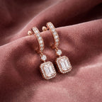 18K Halo Round Diamond Drop Earrings — AI cloth, in-house