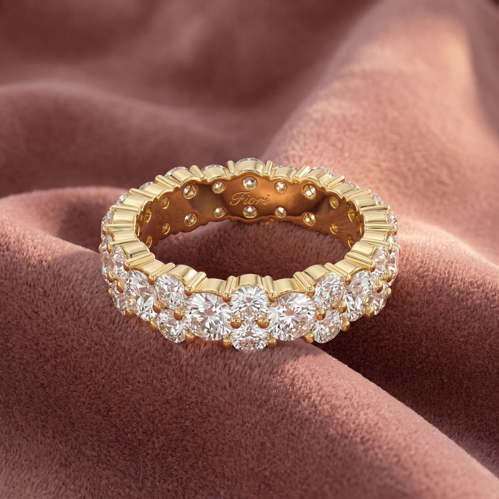 18K Round Full Eternity Diamond Ring — AI cloth, in-house