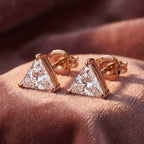18K Triangle Solitaire Diamond Earrings — AI cloth, in-house
