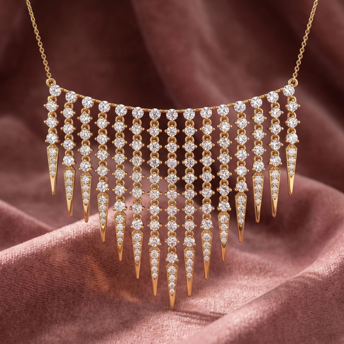 18K Bespoke V-Shape Round Diamond Pendant — AI cloth, in-house