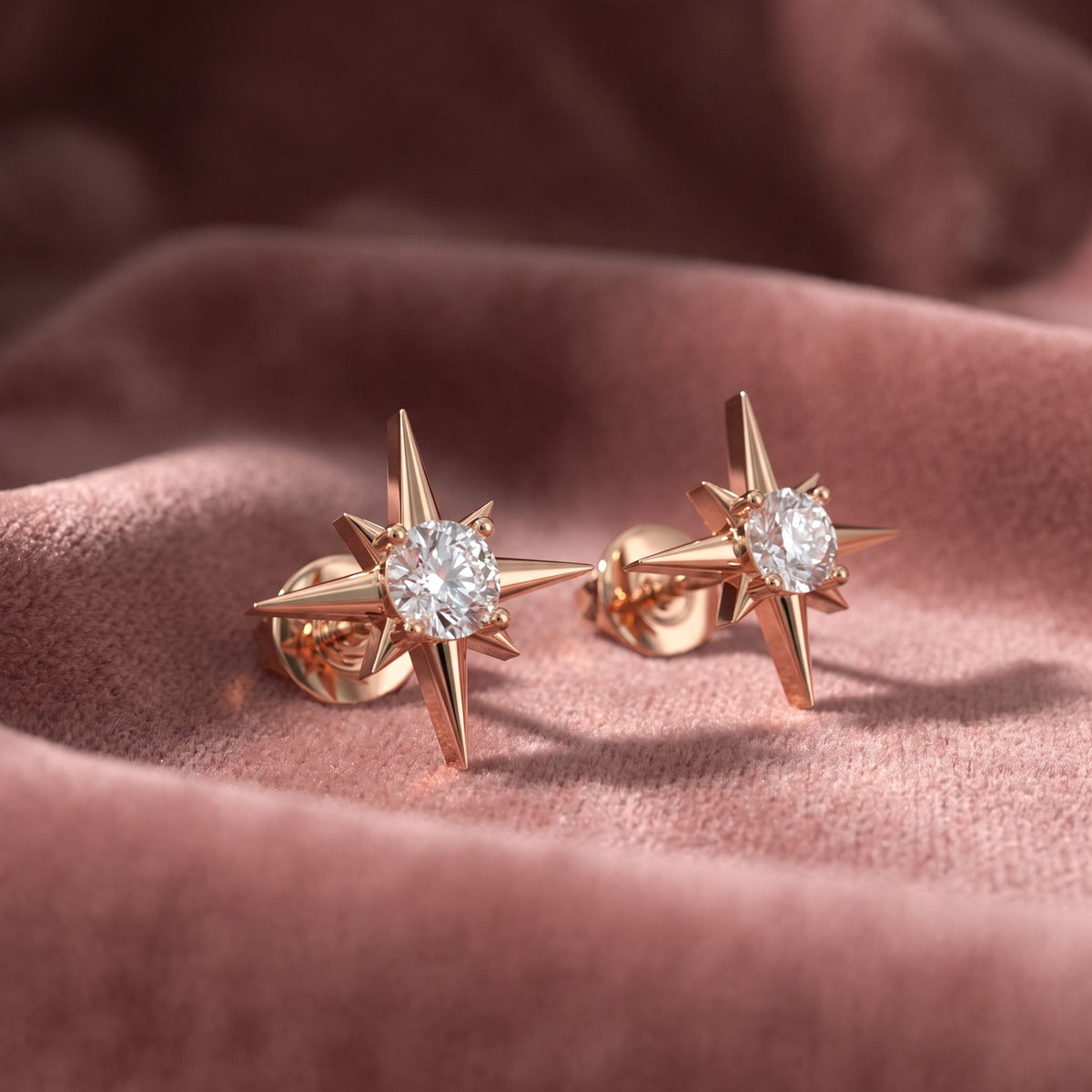 18K Starburst Diamond Earrings — AI cloth, in-house