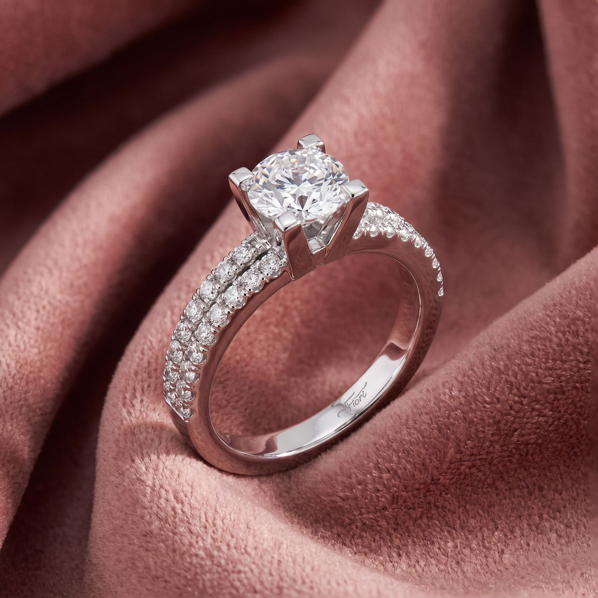 18K Round Brilliant Pavé Diamond Ring — AI cloth, in-house