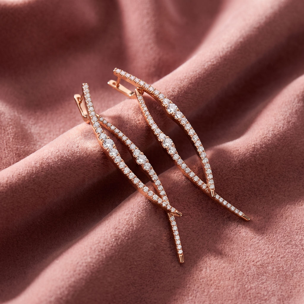18K Round Diamond Drop Earrings — AI cloth, in-house