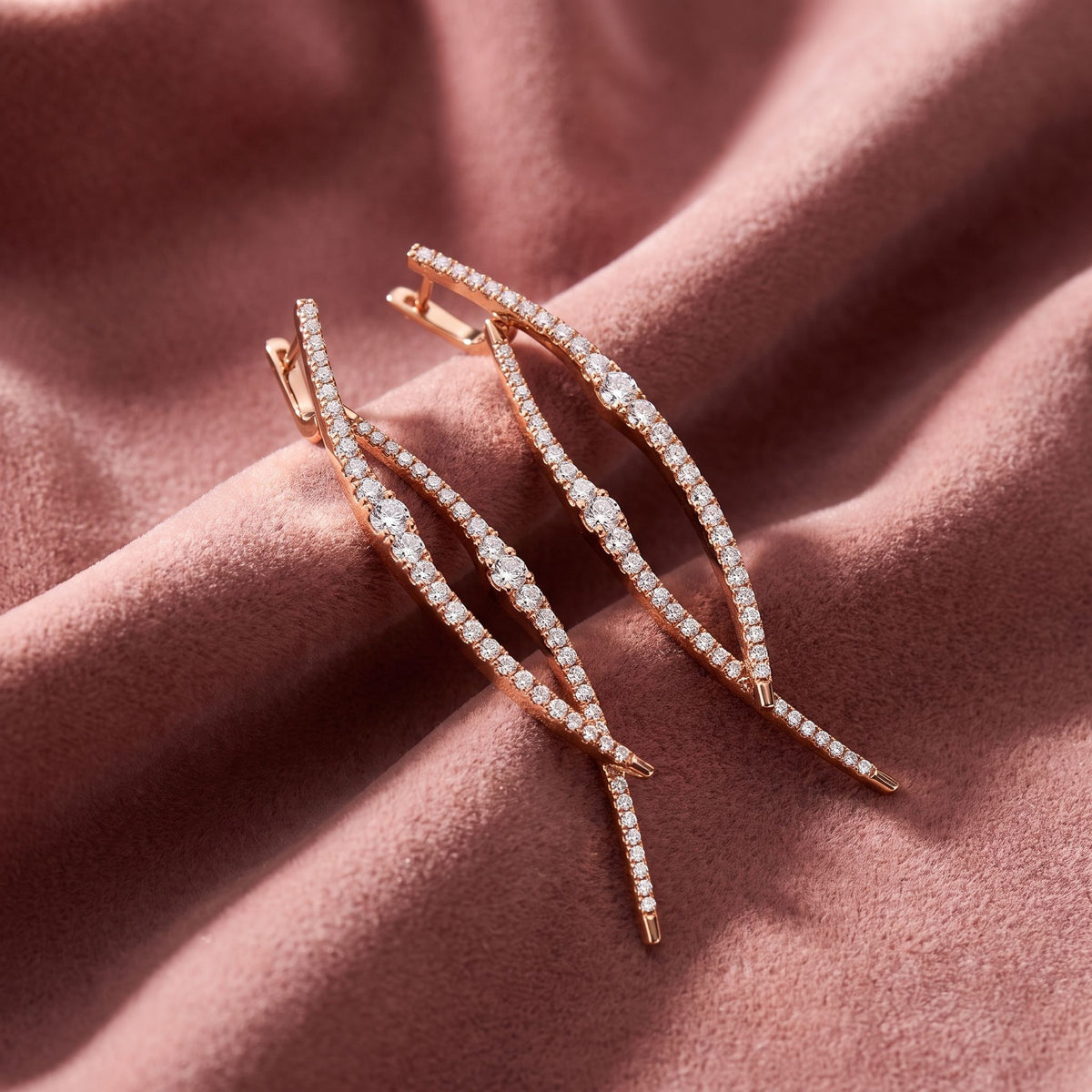 18K Round Diamond Drop Earrings — AI cloth, in-house