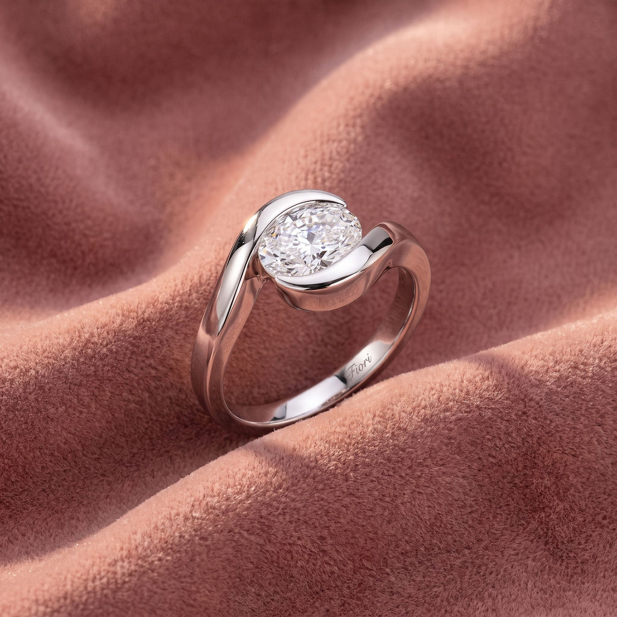 18K Oval Bezel Solitaire Diamond Ring — AI cloth, in-house