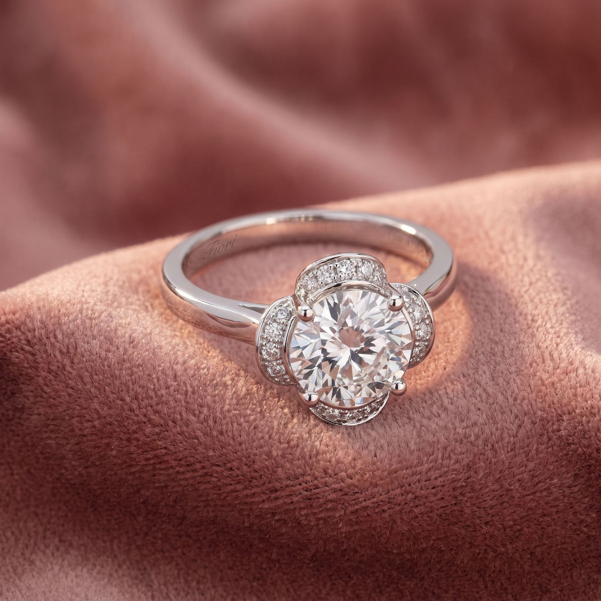 18K Halo Diamond Ring — AI cloth, in-house